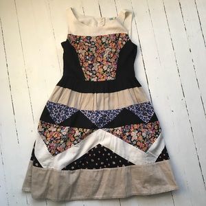 Anthropologie floral Pieced dress with Cut Out